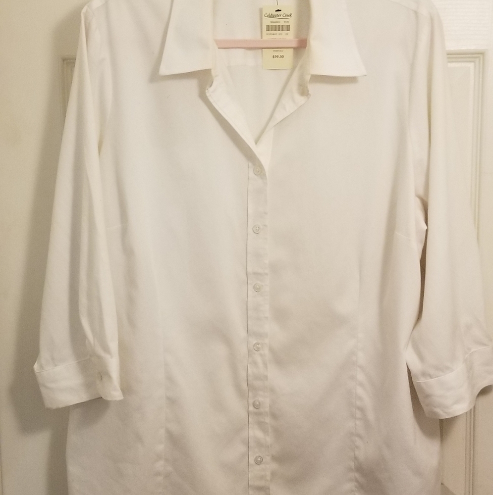 White sheer Coldwater Creek shirt, NWT, Size 18W